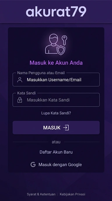 Masuk Akun Akurat79 untuk Pengguna Android