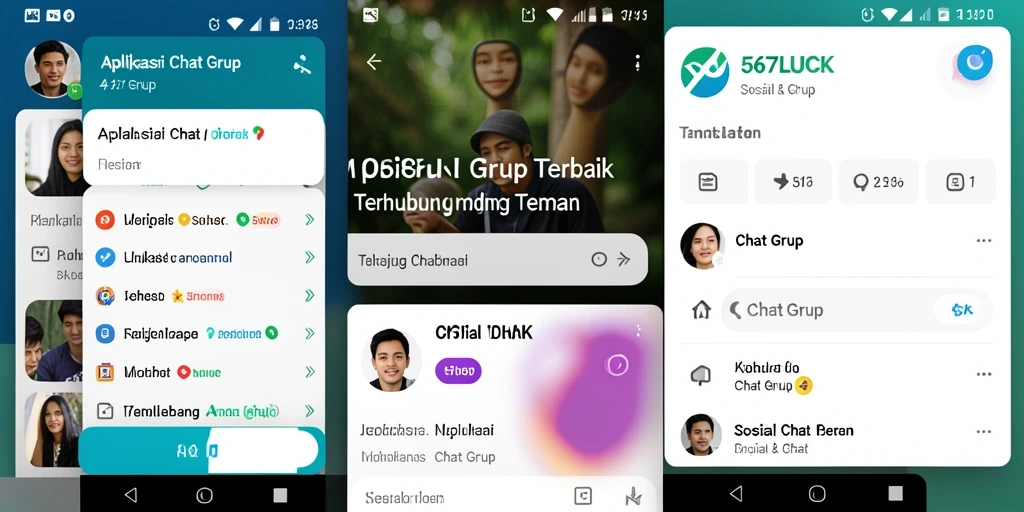 Antarmuka aplikasi 567LUCK menampilkan fitur Chat Grup yang menarik.