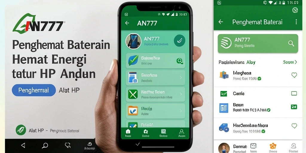 Antarmuka aplikasi AN777 dengan fitur penghemat baterai yang terintegrasi.