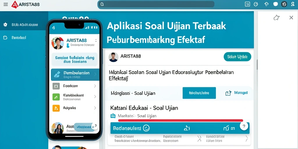 Screenshot utama aplikasi ARISTA88 menunjukkan antarmuka Soal Ujian yang interaktif.