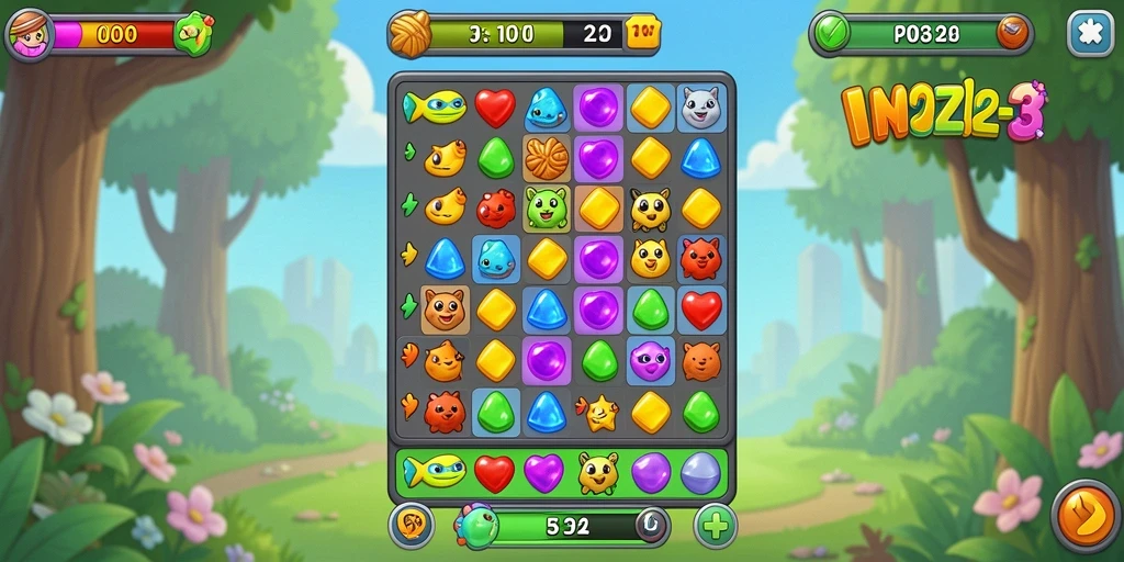 Screenshot utama menampilkan gameplay seru Puzzle Match-3 IN22.