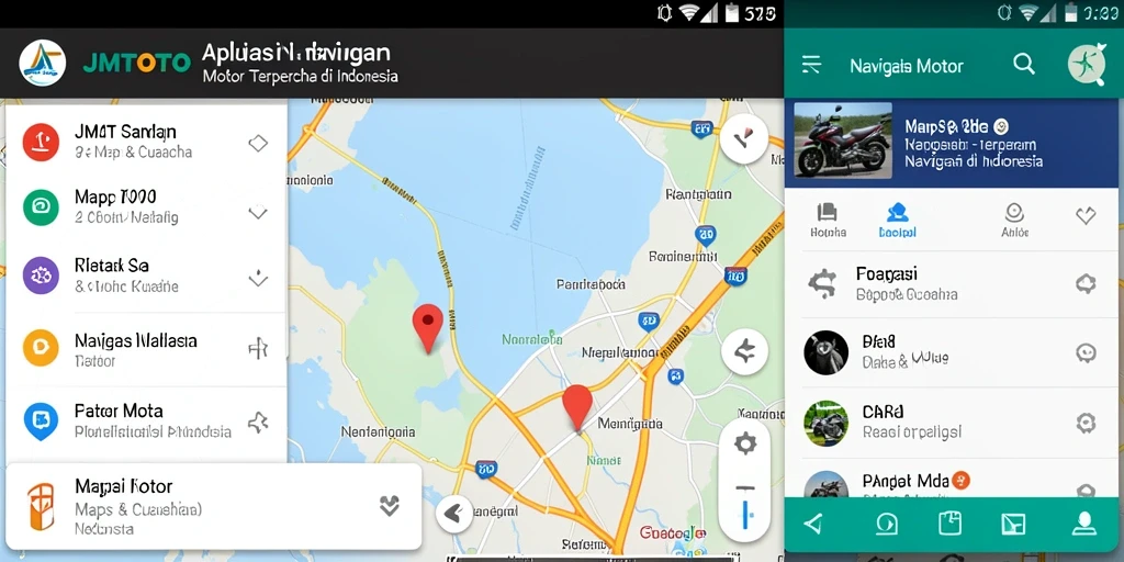 Antarmuka aplikasi JMTOTO menampilkan rute navigasi motor yang jelas.