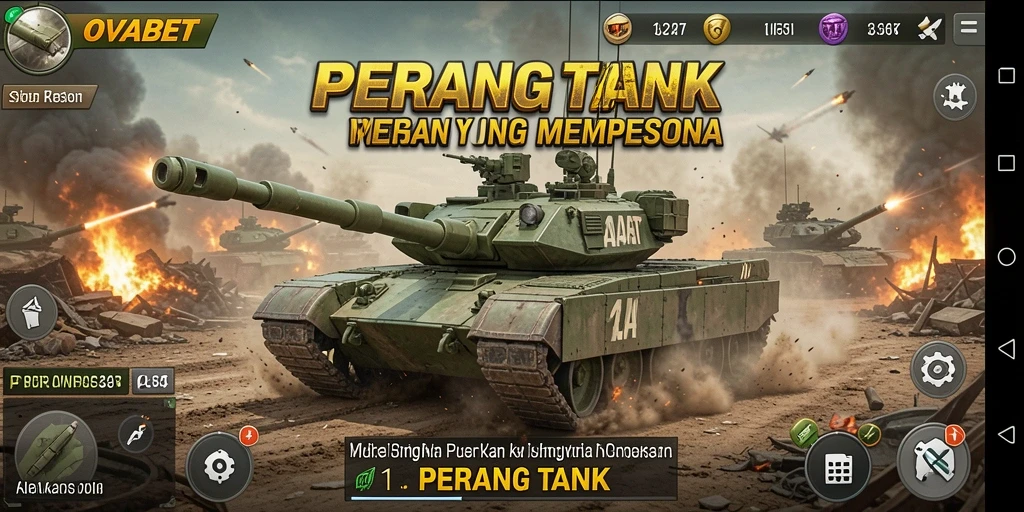 Antarmuka permainan OVABET dengan pertempuran tank yang mendebarkan.